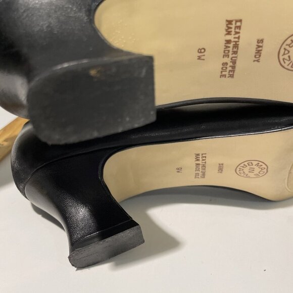 Vintage Worthington Leather Pumps Heels Size 9 Wide Black Square Toe Classic EUC - Picture 12 of 12